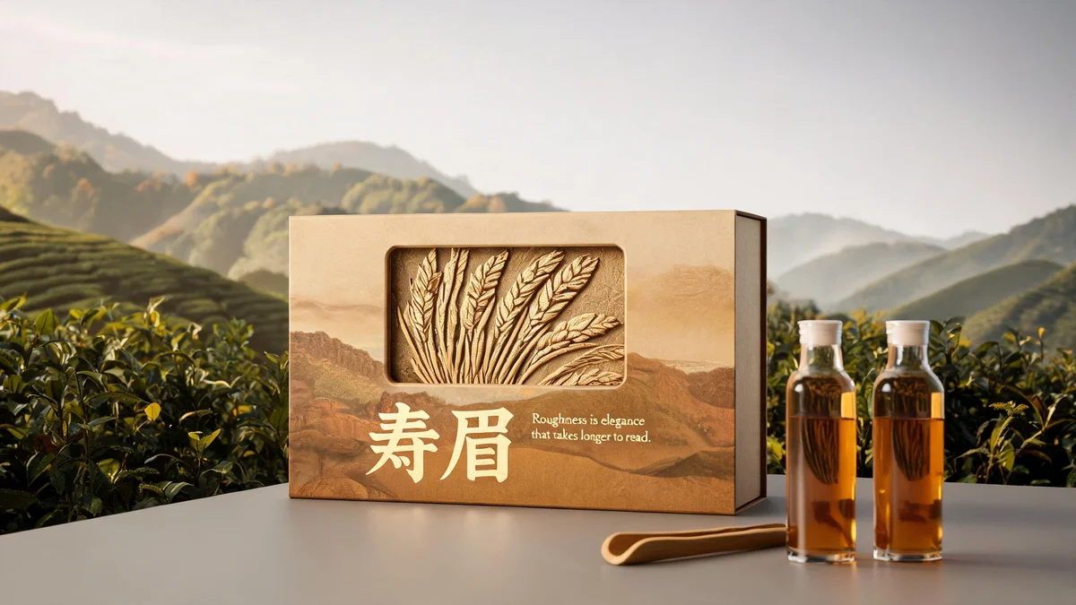 Gongmei molded pulp tea box — wild grass vein embossing