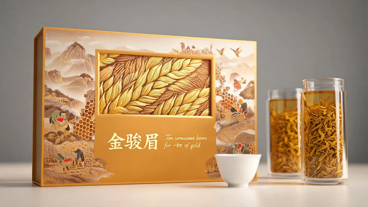 Jinjunmei molded pulp tea box — golden down embossing